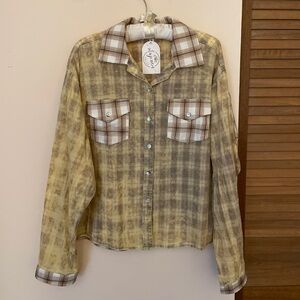 POL Plaid Button-Up Shirt